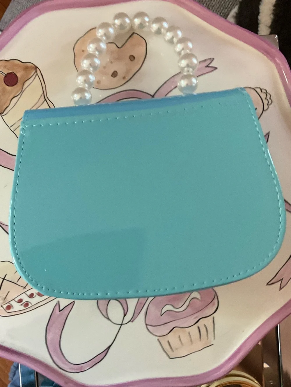 Hello Kitty Blue Pink Red Pearl Handle Kids Shoulder Bag